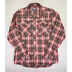 SIMMS Men's Small Fishing Flannel Shirt Long Sleeve Button Outdoor Hunting Wear